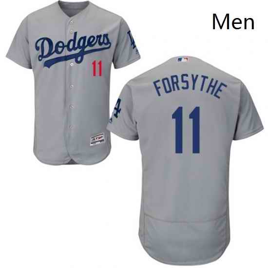 Mens Majestic Los Angeles Dodgers 11 Logan Forsythe Gray Alternate Flex Base Authentic Collection MLB Jersey